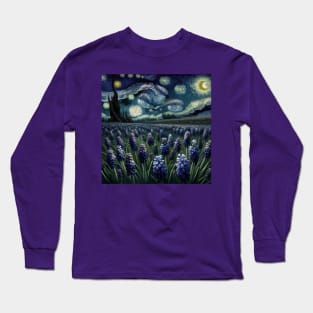 Enchanted Flower Garden Night: Hyacinth Starry Floral Long Sleeve T-Shirt